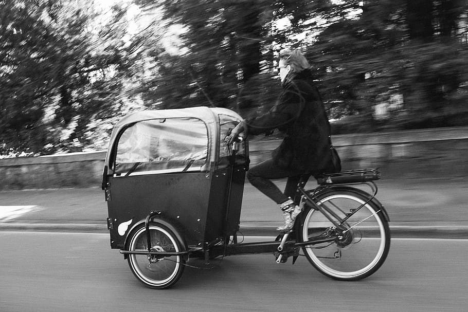 man riding trike, wheel, machine, person, human, bicycle, transportation HD wallpaper