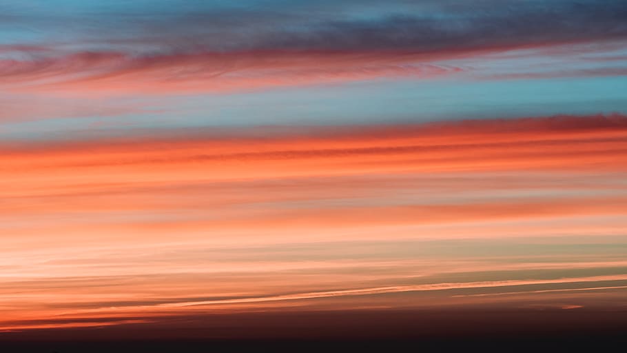 orange sky at sunset, orange color, cloud - sky, backgrounds HD wallpaper