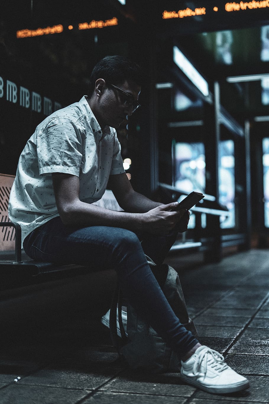 man sitting on bench, one person, real people, young men, young adult HD wallpaper