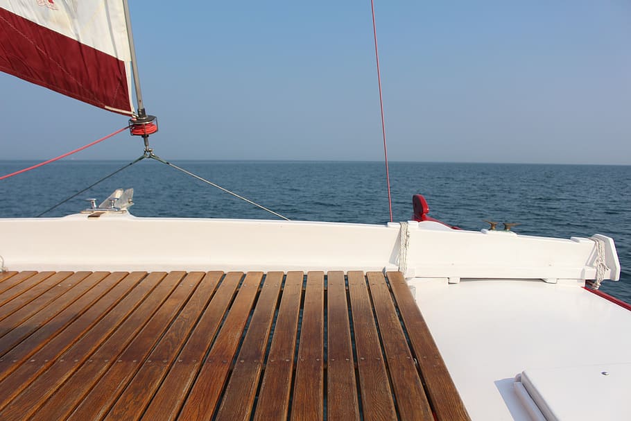 ukraine, odessa oblast, ocean, boat, yacht, deck, catamaran, HD wallpaper