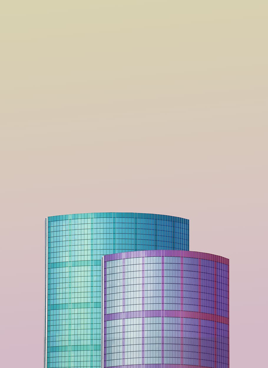 purple and green frames illustration, building, sky, facade, exterior HD wallpaper