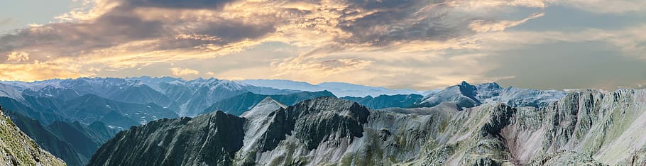 Mountain Ranges Under Dark Clouds, daylight, HD wallpaper, landscape HD wallpaper