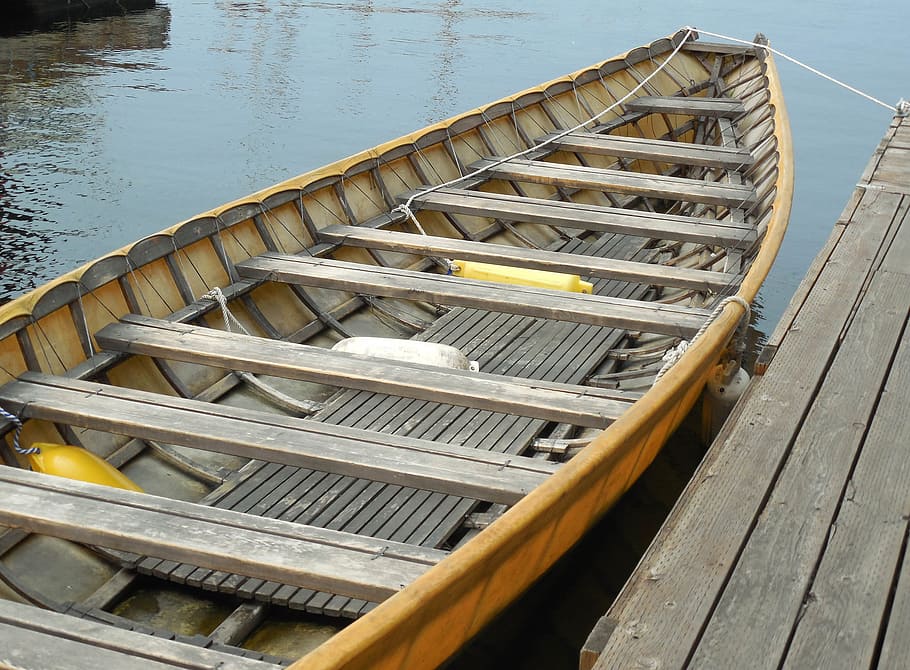 Wooden Boat, canoe, boats, boating, dock, recreation, vessel HD wallpaper