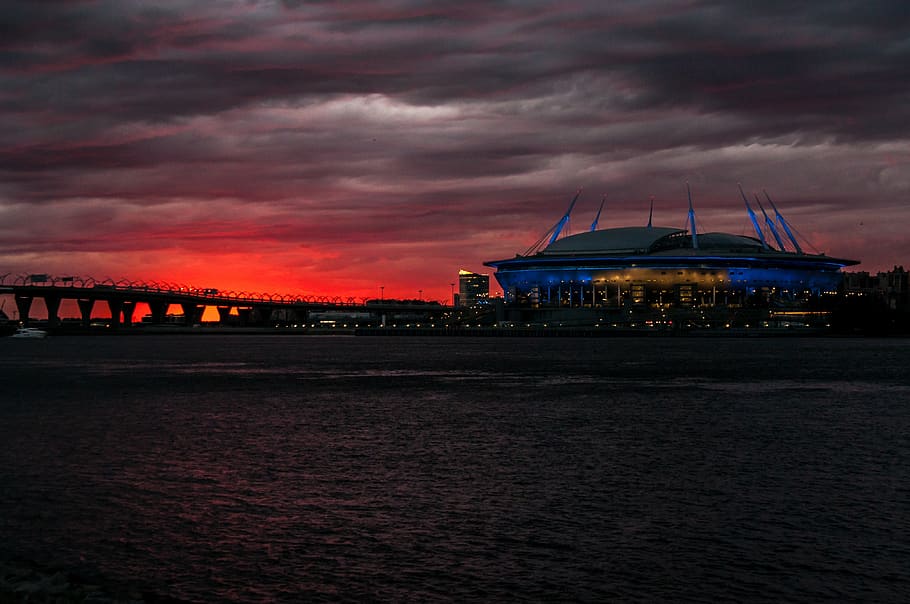 st petersburg russia, sunset, neva, landscape, evening, sunset sky HD wallpaper