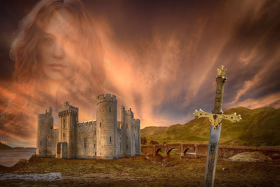 castle, sunset, clouds, medieval, architecture, beauty, sky HD wallpaper