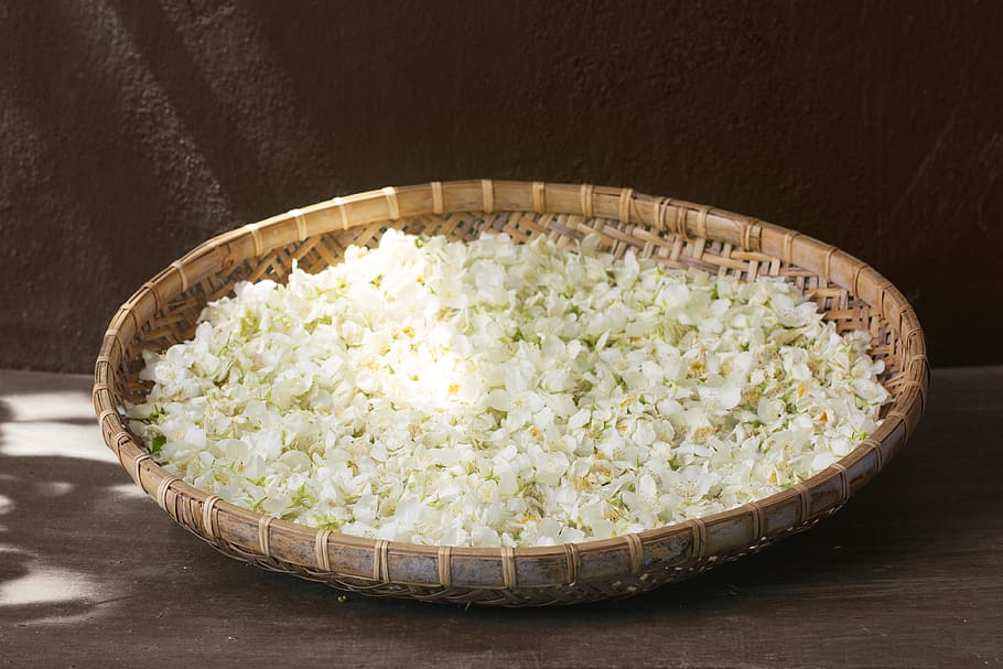 jasmine, drying, harvest, petals, flowers, flower tea, herbs and spices HD wallpaper