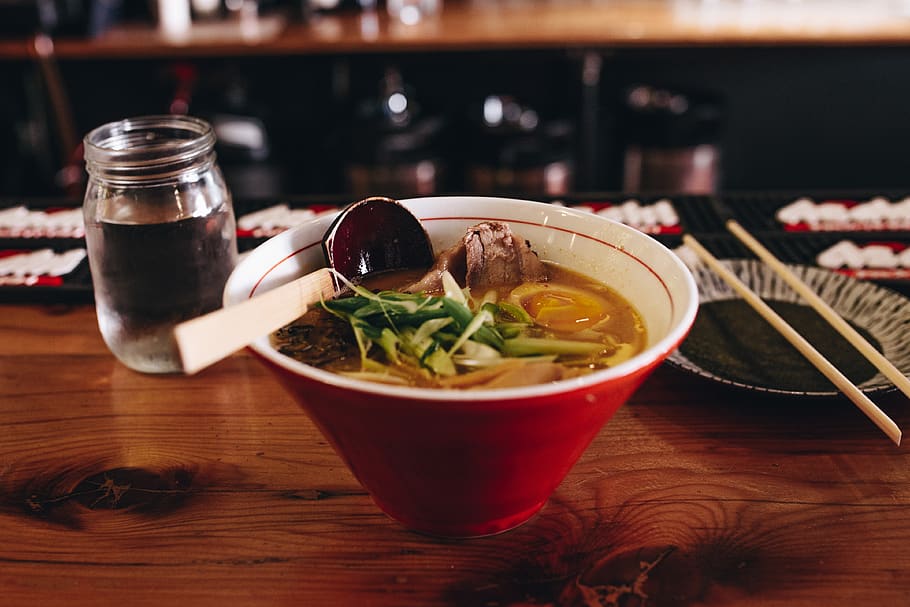 food, soup, dish, restaurants, glass, water, bowl, chopsticks HD wallpaper