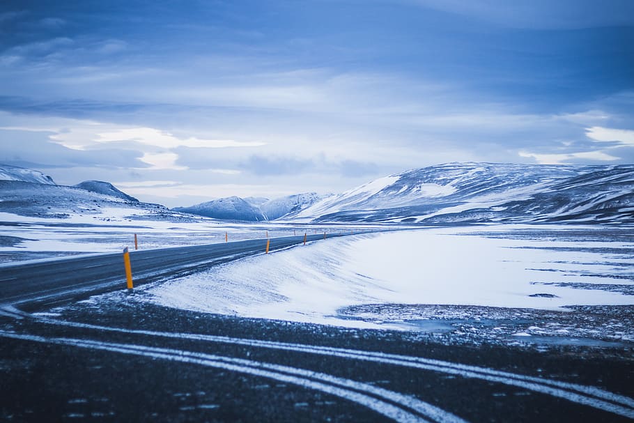 empty road filled with snow, nature, outdoors, mountain, ice