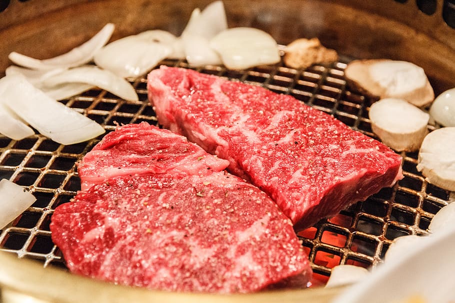 kobe, meat, food, beef, grill, barbecue, wagyu, delicious, fire, HD wallpaper