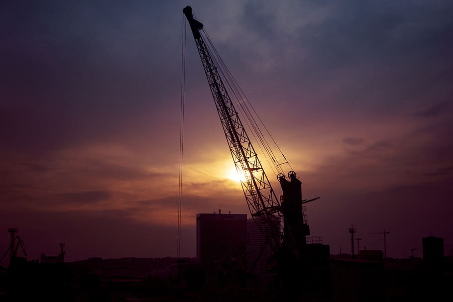 crane, industry, processing, silhouette, factory, bratislava HD wallpaper