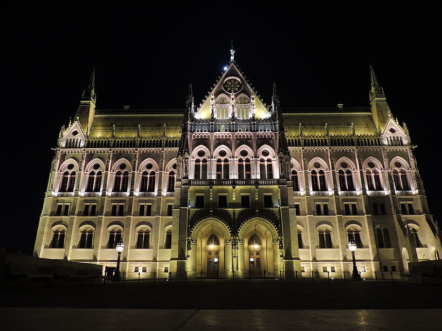 budapest, parlement, night, building exterior, architecture HD wallpaper