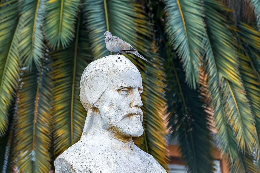 sculpture, bird, monument, statue, stone, figure, peace, human representation HD wallpaper