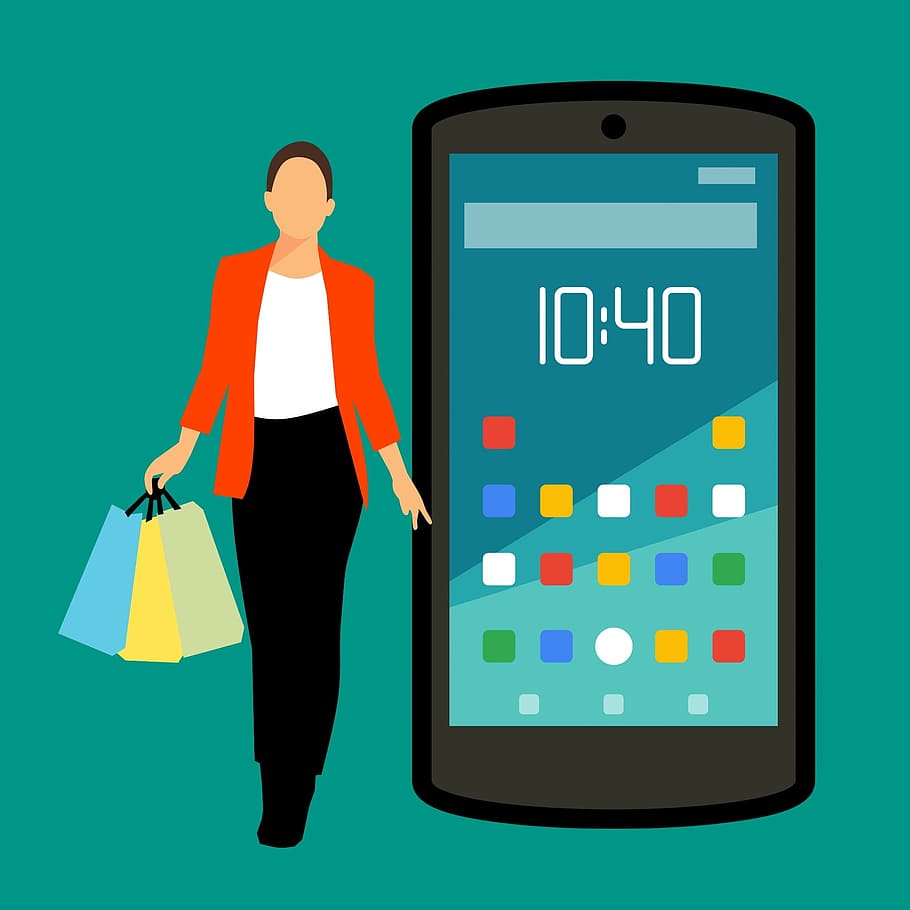 HD wallpaper: Illustration of online shopping on mobile device. Mobile  ecommerce. | Wallpaper Flare