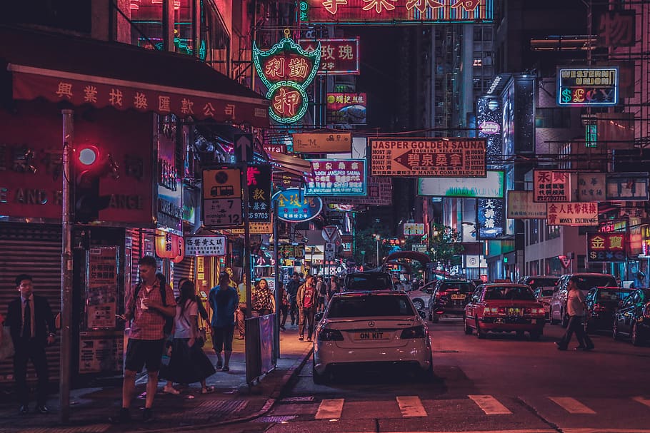 vehicle parked beside building at night, person, human, pedestrian, HD wallpaper