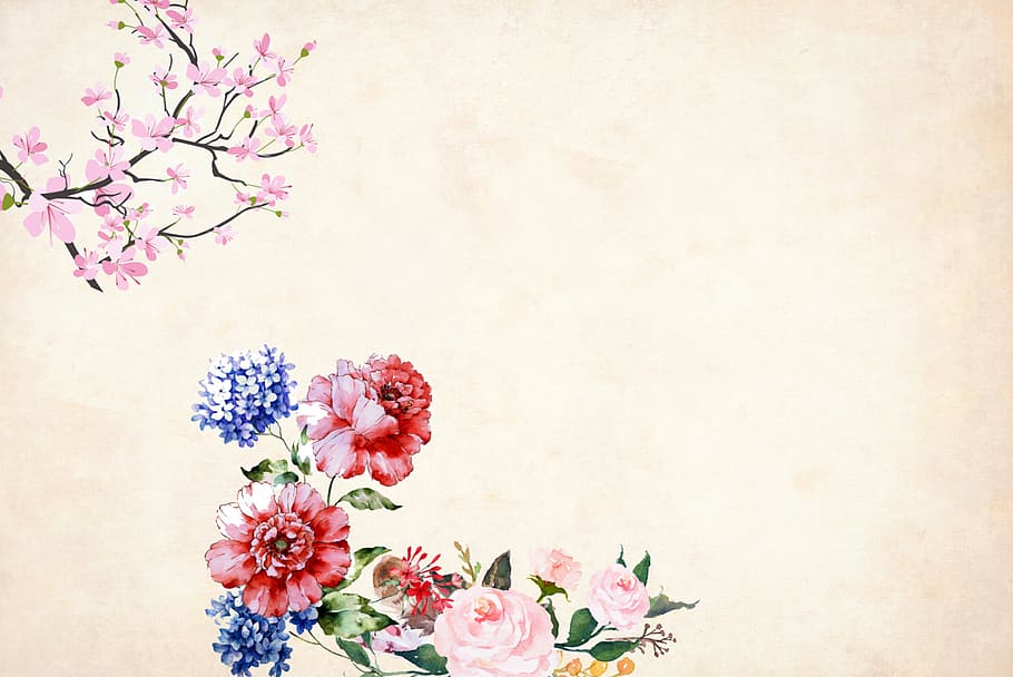 flower, floral, background, paper, vintage, roses, bouquet, HD wallpaper