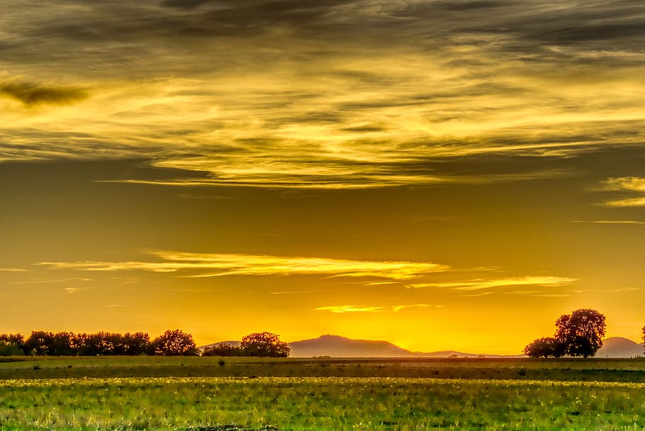 sunset, mood, dusk, light, sky, abendstimmung, clouds, nature HD wallpaper