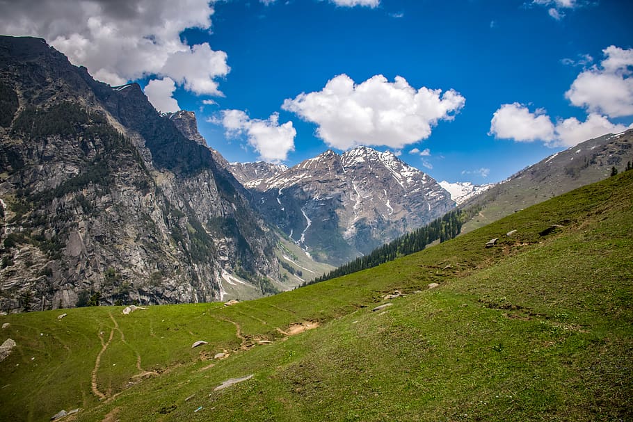 Landscape Photo of Mountains, clouds, cold, daylight, daytime HD wallpaper