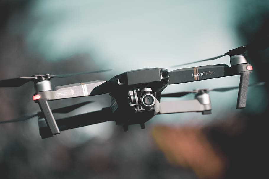 shallow focus photo of black and gray quadcopter drone, tool, HD wallpaper