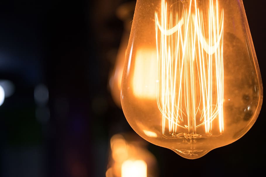 bulb, light, bokeh, yellow, bright, illuminated, lighting equipment HD wallpaper