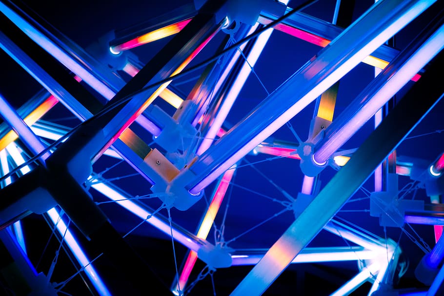 multicolored frames, lighting, housing, building, urban, town HD wallpaper