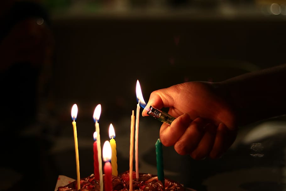 candle, fire, cake, flame, light, the light of a candle, romance HD wallpaper