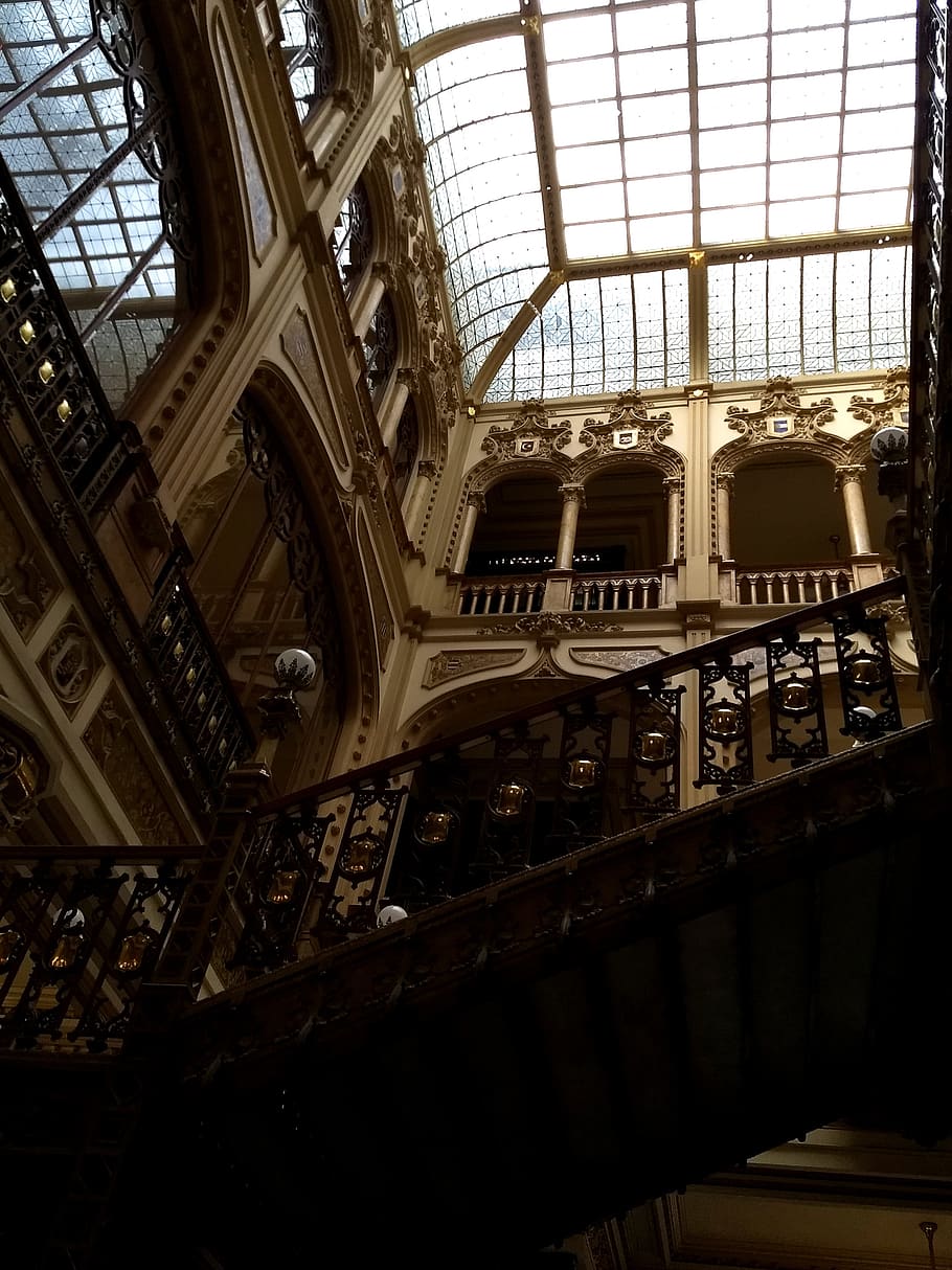 stairs, dome, inside, iron, concrete, stone, architecture, old, HD wallpaper