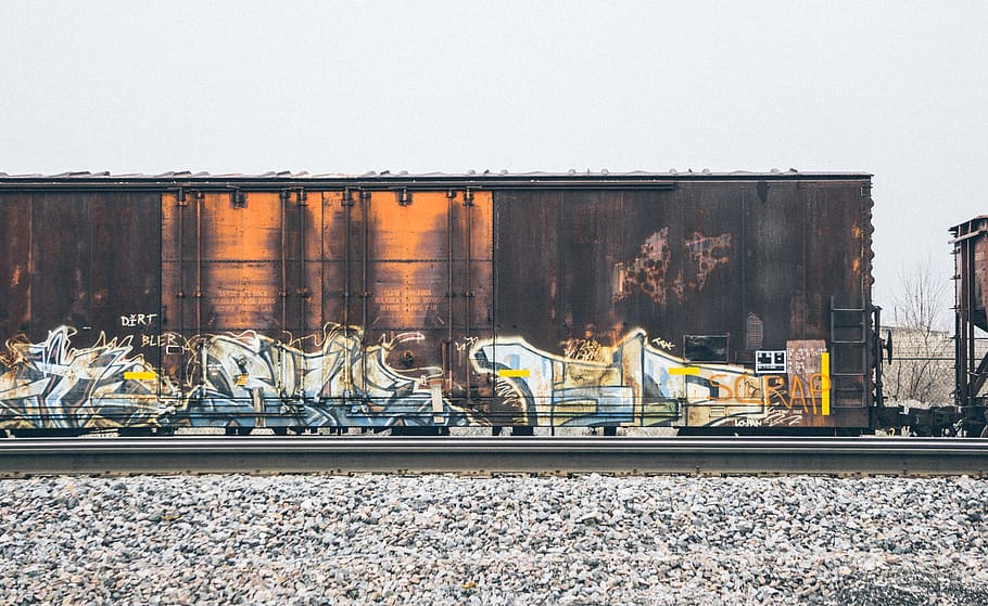 train, city, grunge, graffiti, photography, rail transportation HD wallpaper