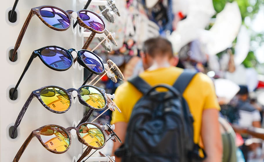 buying, sunglasses, shop, backpack, man, fashion, shopping HD wallpaper