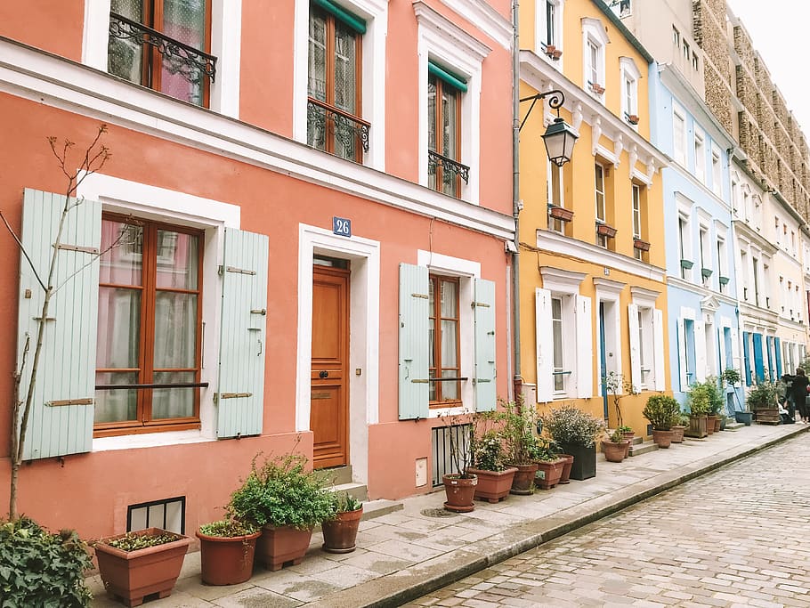 path, walkway, paris, person, human, building, town, urban HD wallpaper