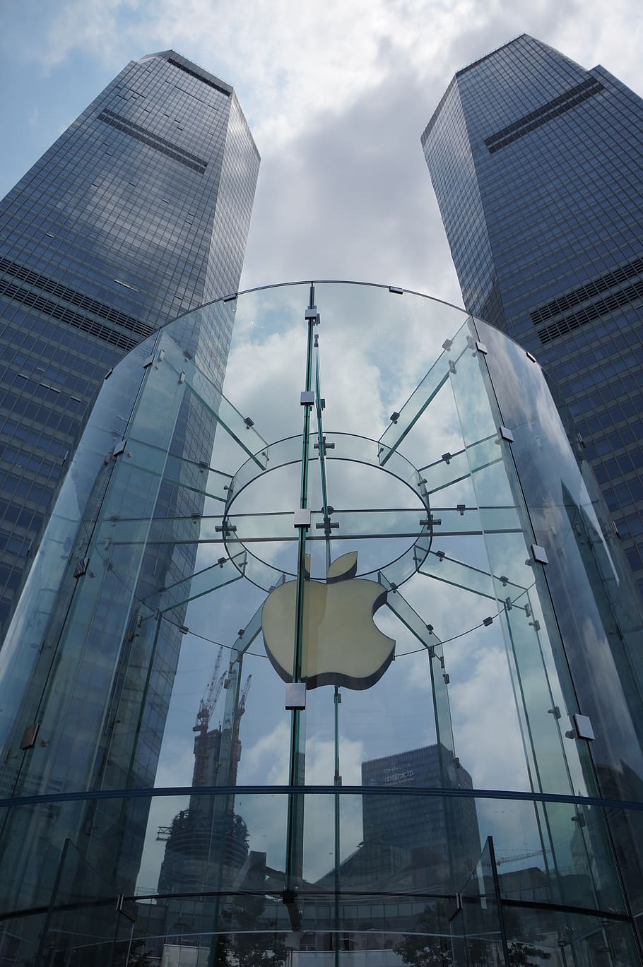 Apple Logo, apple store, architecture, brand trademark, buildings, HD wallpaper