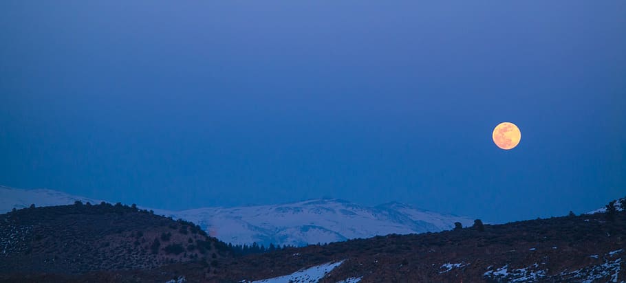 moon, evening, moonrise, sunset, mountains, america, death valley HD wallpaper