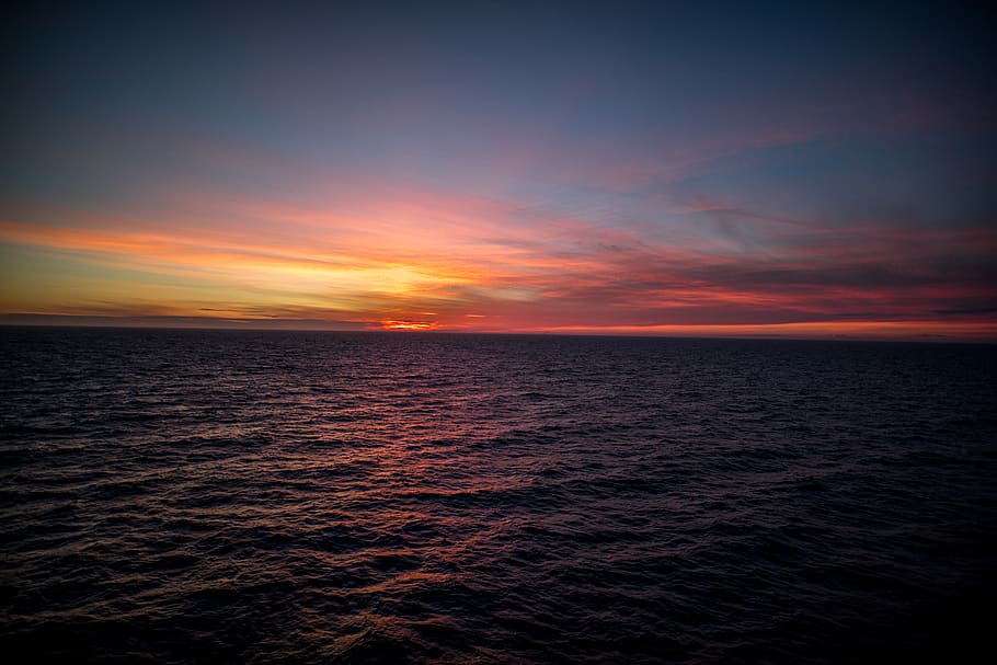 sea, ocean, water, waves, nature, sunset, view, horizon, sky HD wallpaper