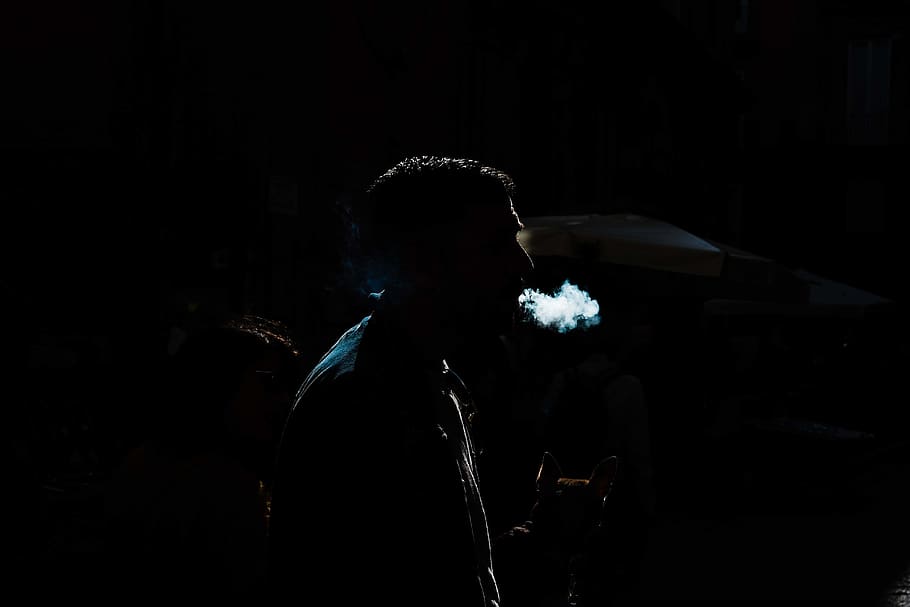 person blowing smoke, real people, one person, lifestyles, silhouette HD wallpaper