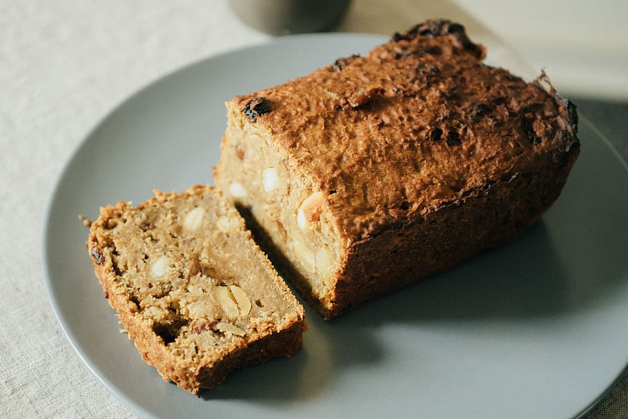 Homemade bread, bio, cake, food, kitchen, nuts, organic, plate HD wallpaper