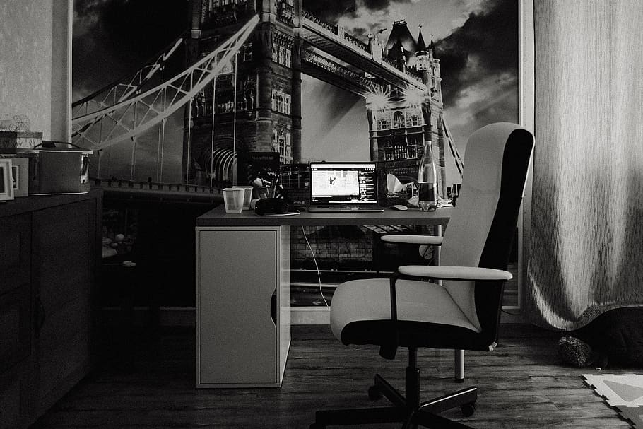 chair, indoors, seat, table, no people, absence, empty, business HD wallpaper