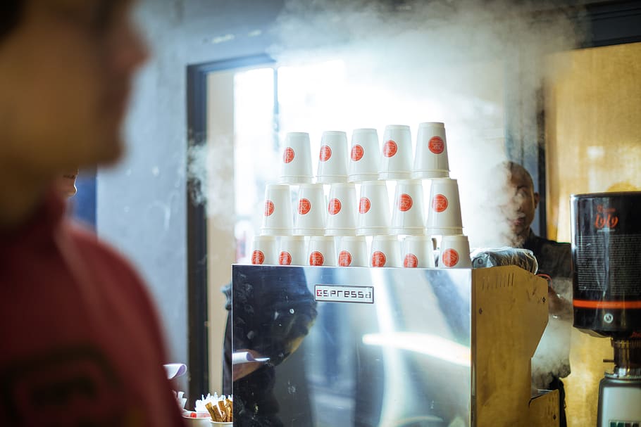coffee machine, smoke, steam, cape town, south africa, indoors HD wallpaper