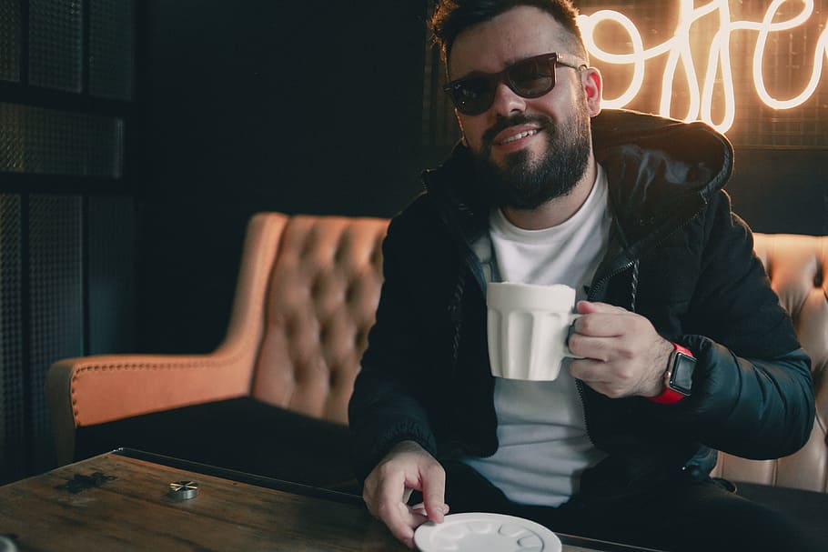 man, drinking, coffee, cafe, cappucino, espresso, sunglasses HD wallpaper