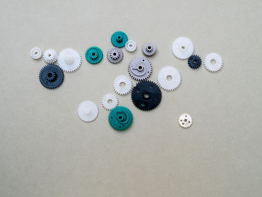 Assorted-color Plastic Gear Lot, close-up, colors, gears, inside HD wallpaper