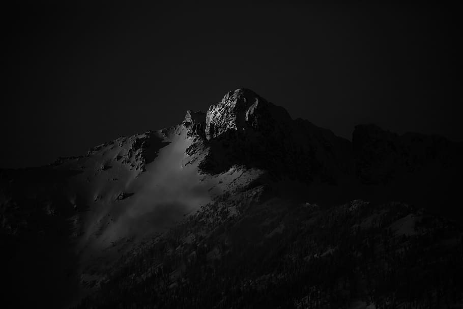 grayscale mountain, sky, tranquil scene, beauty in nature, no people HD wallpaper