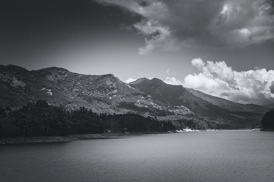 india, munnar, kerala, sky, clouds, black and white, travel HD wallpaper