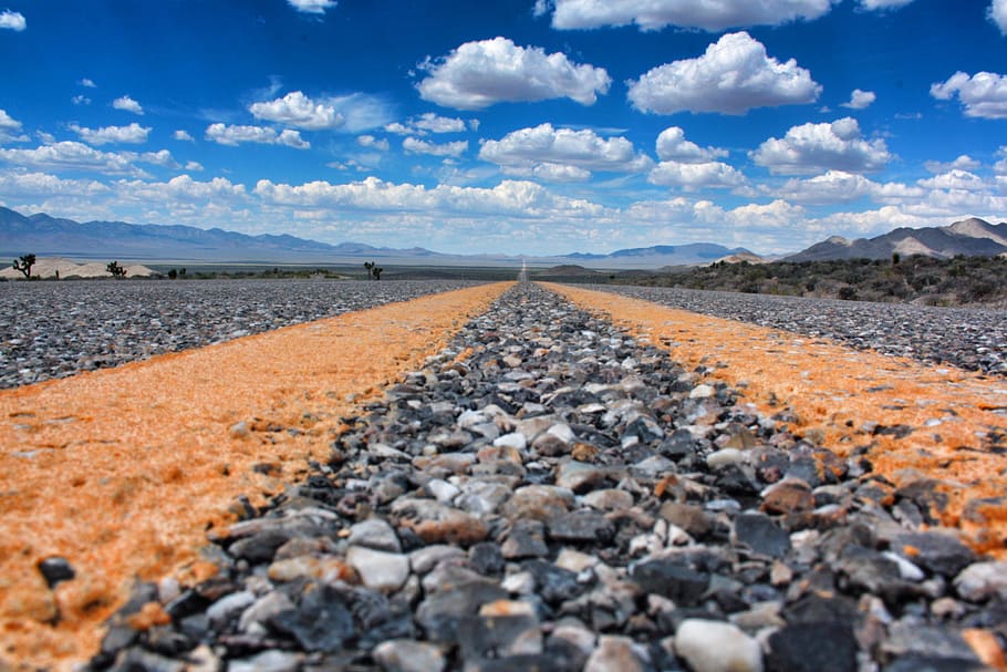 road, desert, clouds, horizon, cloud - sky, solid, nature, rock HD wallpaper