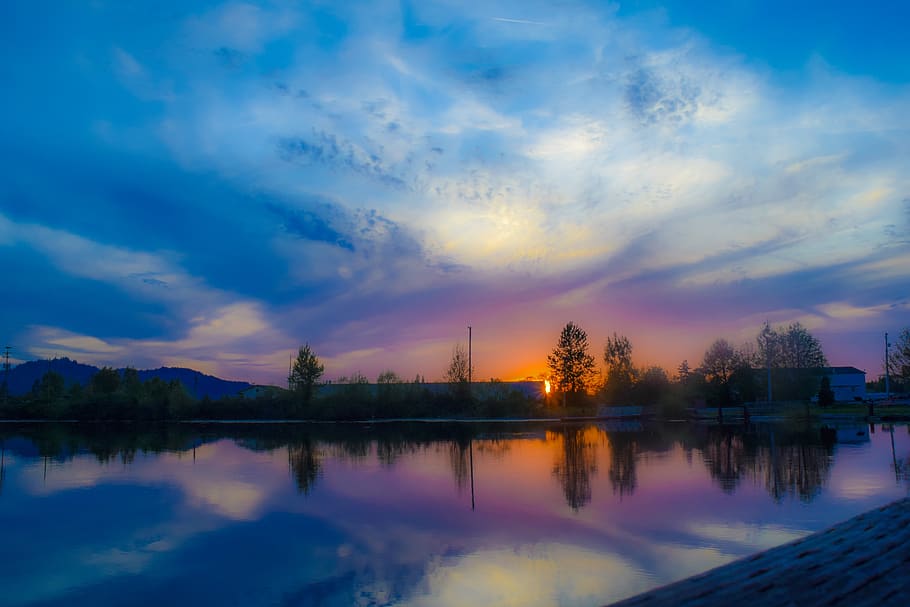 sunset, oregon, purple, landscape, nature, sky, water, outdoors HD wallpaper