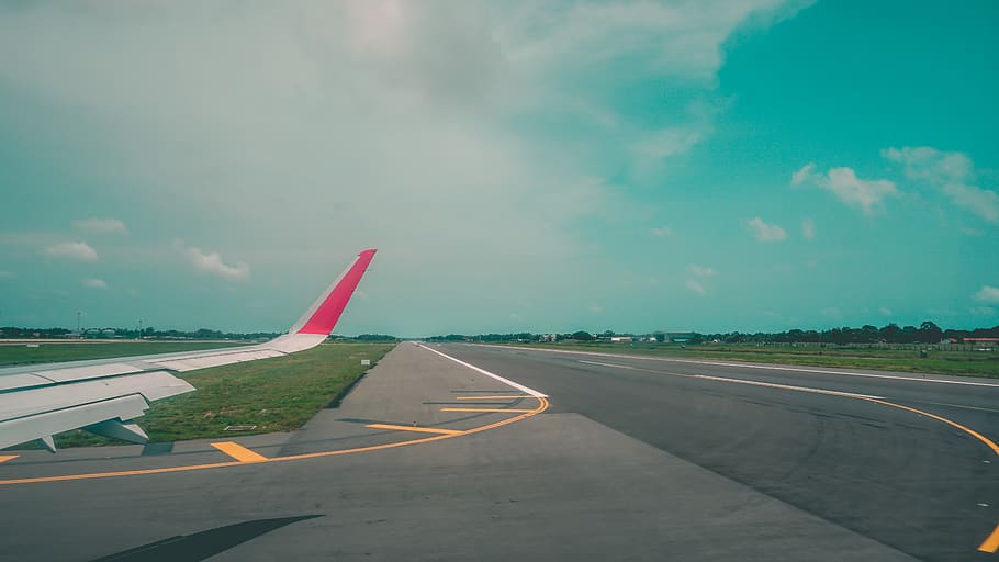 runway, airplane, takeoff, transportation, sky, air vehicle HD wallpaper