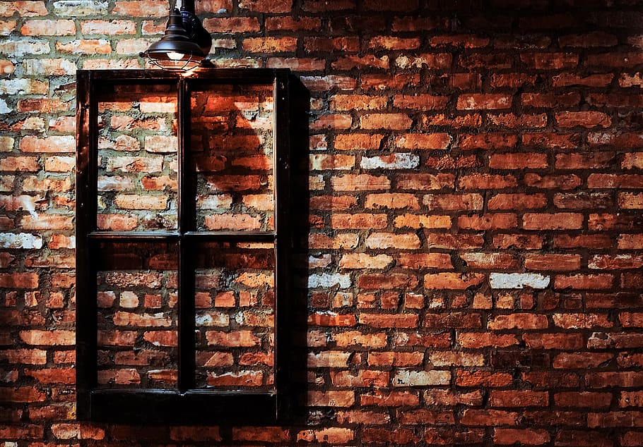 window, brick, rustic, frame, red brick, brick wall, wall - building feature HD wallpaper
