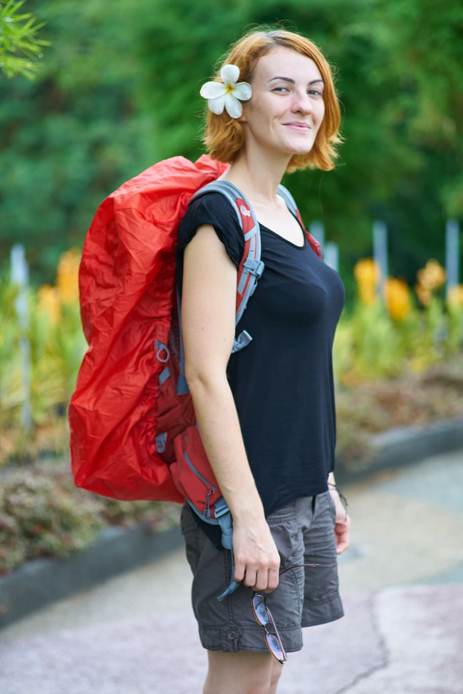 tourist, bag, backpack, overview, beautiful, standing, orange HD wallpaper