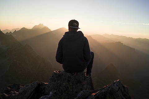chill, guy, hiker, mountains, mountain range, nature, person HD wallpaper