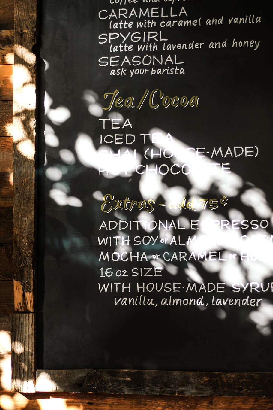 tea and cocoa menu board, advertisement, poster, wood, drink HD wallpaper