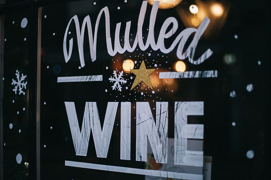 Mulled Wine signage, christmas, snowflake, star, letter, festive