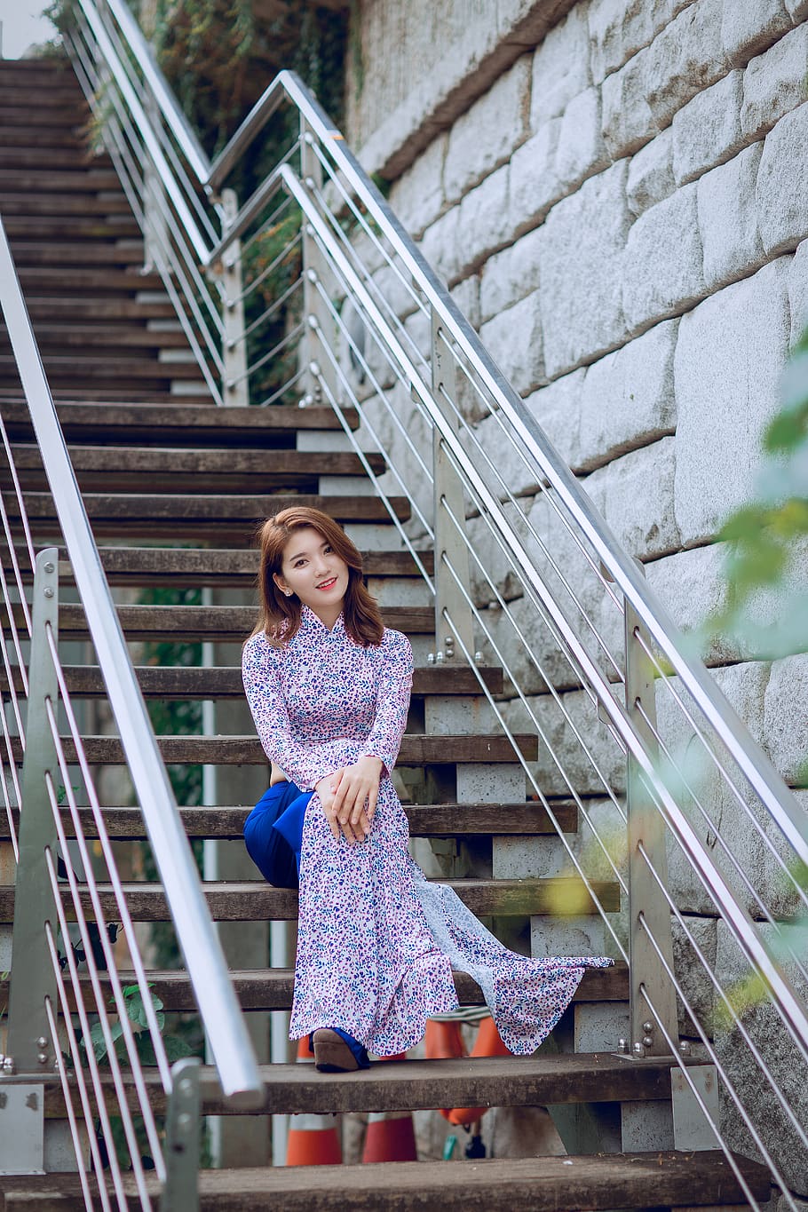 Woman Sitting On Stairs, attractive, beautiful, beauty, cute