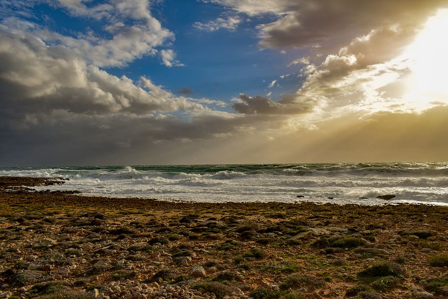 beach, coast, sea, sky, clouds, dramatic, landscape, nature HD wallpaper
